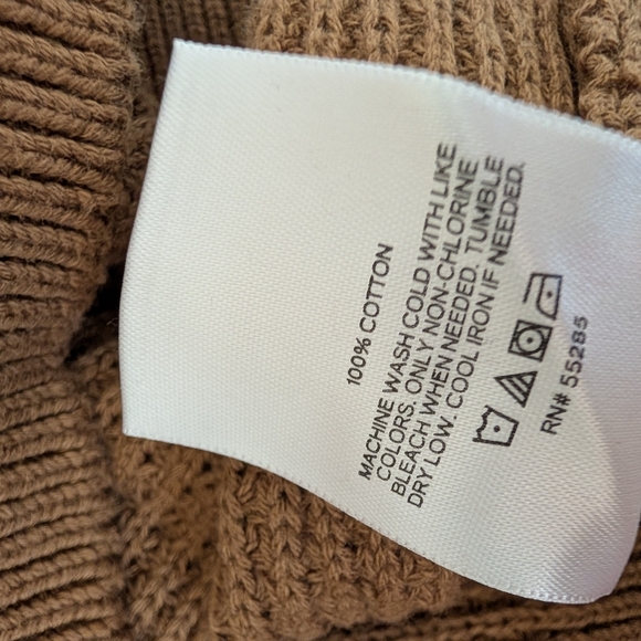 Express 100% Cotton Medium Knit Crewneck Sweater Mocha Brown Size Large - Picture 6 of 6